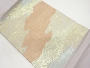 道長取に花唐草・波・鳥模様織出し名古屋帯